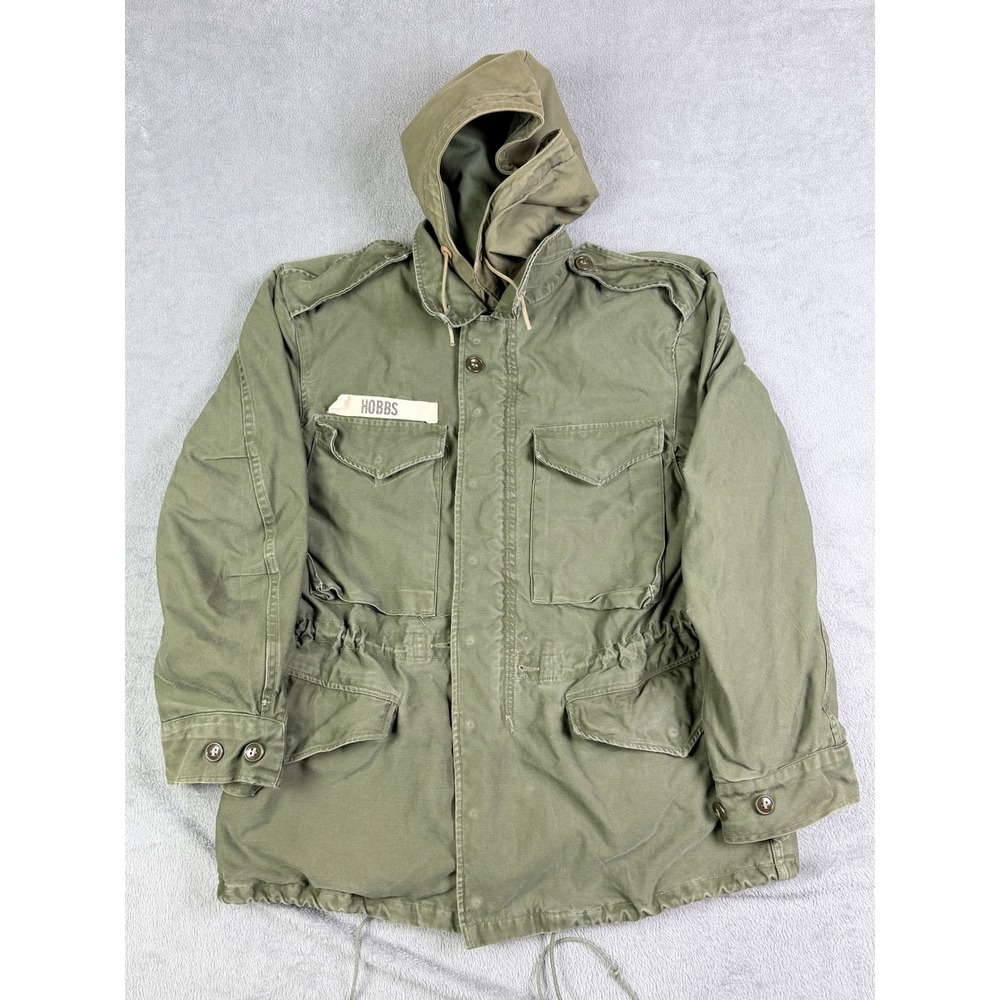 Vintage US Military M-1951 Field Jacket Olive Drab Green Short Small M-51 Hobbs